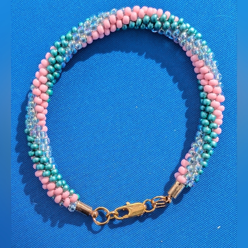HANDMADE Kumihimo beaded bracelet